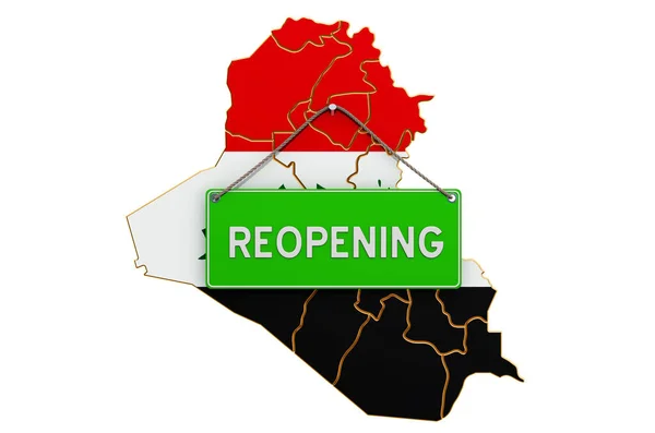 Återupptagande Irak Efter Karantänkonceptet Rendering Isolerad Vit Bakgrund — Stockfoto
