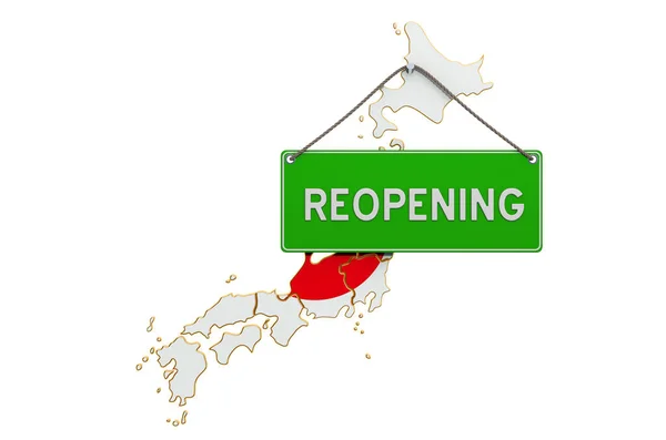 Återupptagande Japan Efter Karantän Koncept Rendering Isolerad Vit Bakgrund — Stockfoto