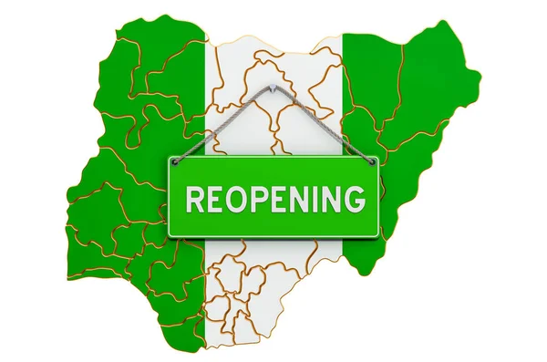 Återupptagande Nigeria Efter Karantän Koncept Rendering Isolerad Vit Bakgrund — Stockfoto