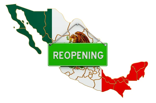 Återupptagande Mexiko Efter Karantän Koncept Rendering Isolerad Vit Bakgrund — Stockfoto