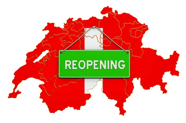 Wiedereröffnung Der Schweiz Nach Quarantäne Konzept Darstellung Isoliert Auf Weißem — Stockfoto