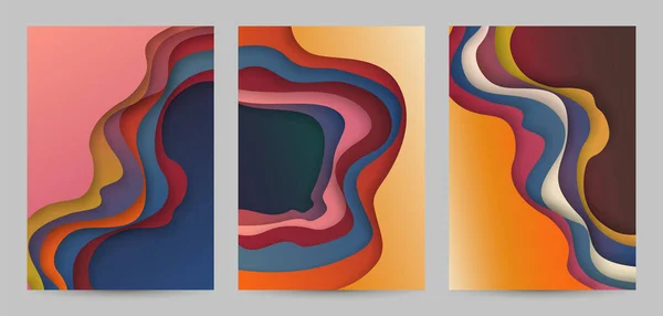 Dalgalar şeklinde soyut renkli 3D kağıt. Broşürler, sunumlar, afişler, afişler ve posterler için vektör tasarımı. EPS 10