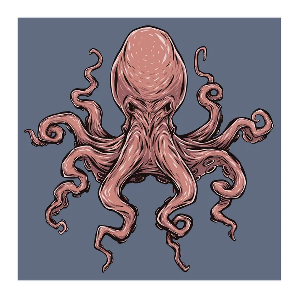Angry octopus. Vector illustration — Stock Vector