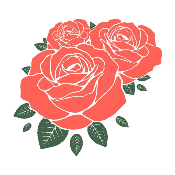 Stencil Roses Vector Illustration — Stock Vector