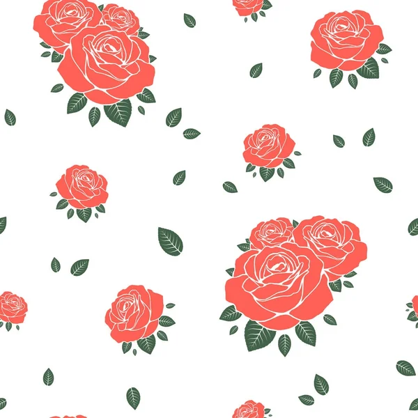 Seamless Pattern Roses Vector Illustration — Stock Vector