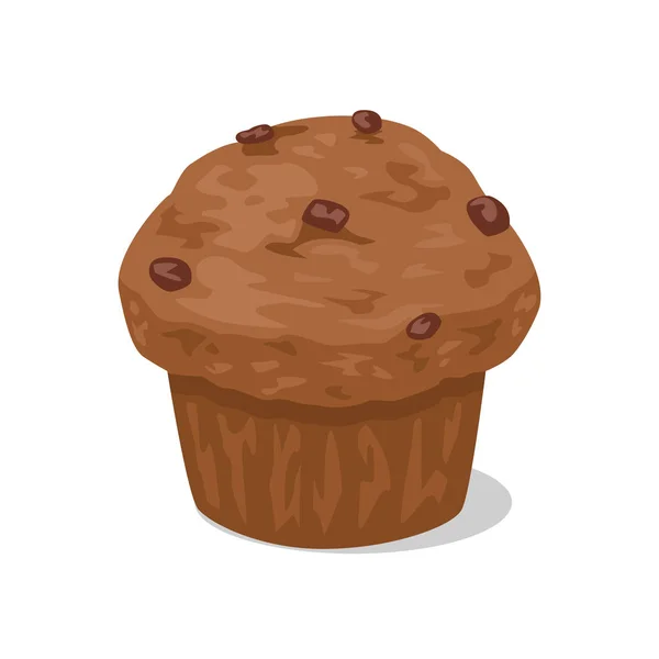 Muffin Met Chocoladestukjes Vector Clipart — Stockvector