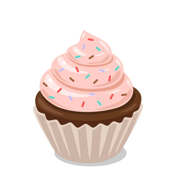 Cupcake Met Het Glazuur Gekleurde Suiker Vector Clipart — Stockvector