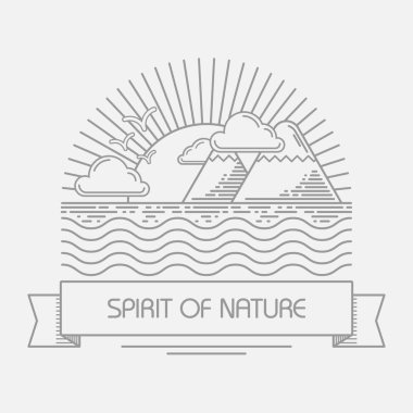 Dağlarla denizin minimalist çizimi