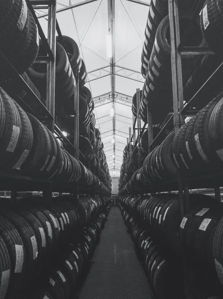 Warehouse full of car tires