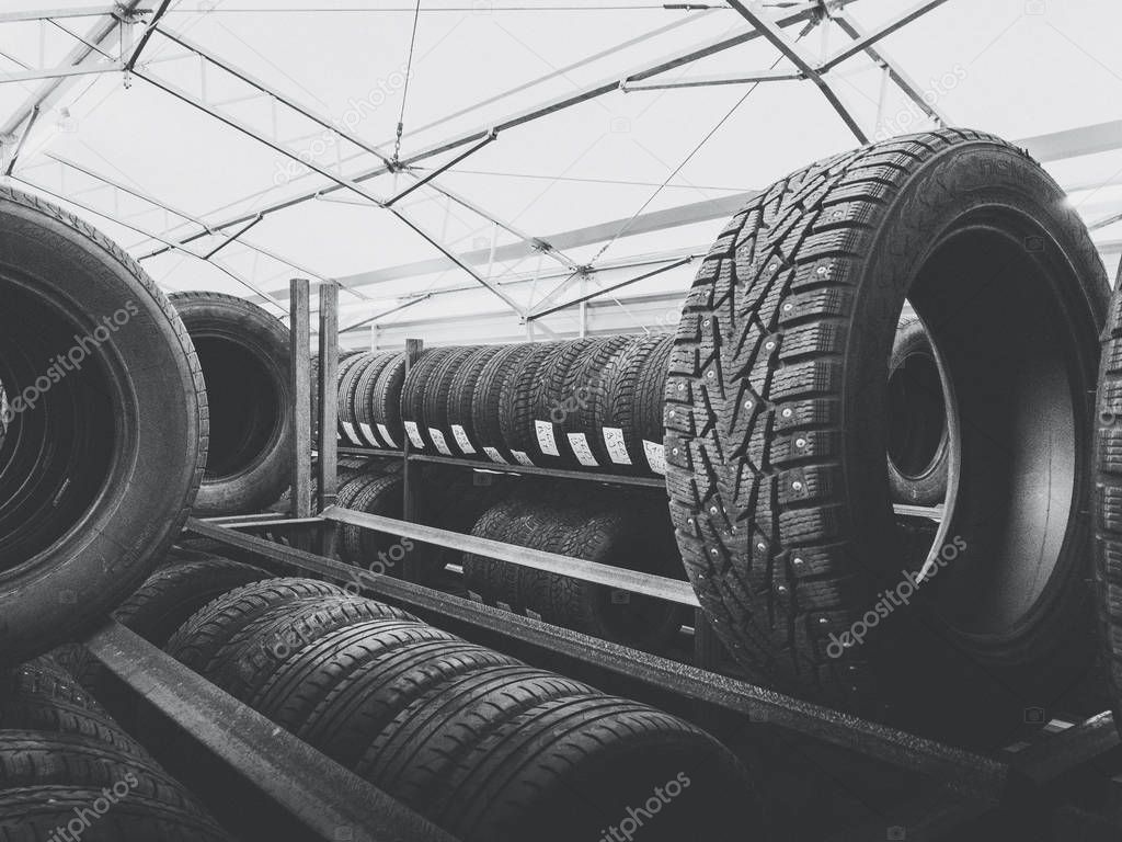 Warehouse full of car tires
