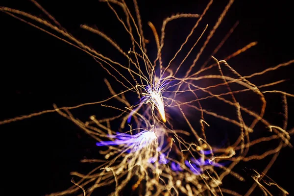The fireworks lights randomly move like atoms of matter — Stock Photo, Image