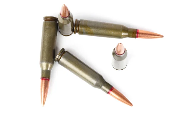 Munition in Großaufnahme isoliert auf weißem Hintergrund — Stockfoto
