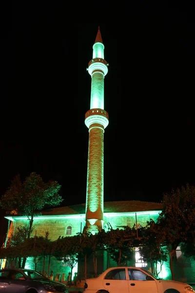 Vue Nuit Mosquée Dans Ville Goreme Cappadoce Province Nevsehir Turquie — Photo