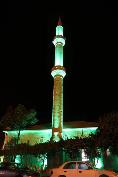 Vista Noturna Mesquita Cidade Goreme Capadócia Província Nevsehir Turquia 2017 — Fotografia de Stock