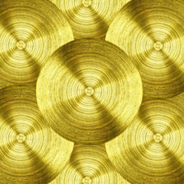 a metal Gold iron with circular texture background.