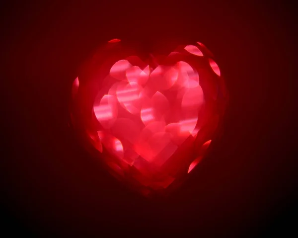 Красное Пятно Форма Сердца Лигта Боке Черном Фоне — стоковое фото