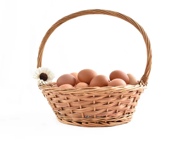 Eggs Basket Filled Isolated White Background — Stock Photo, Image