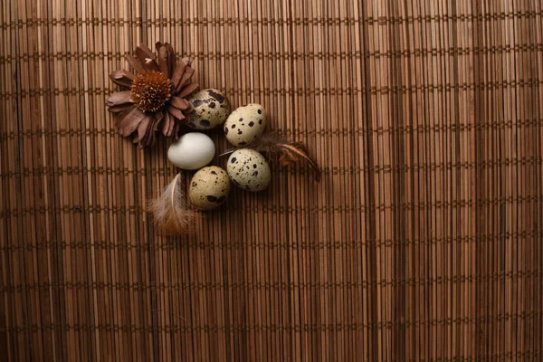 Studio Shot Quail Eggs Vintage Wooden Background — Stock Photo, Image
