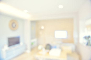 Arka plan için soyut bulanık oturma odası alanı iç kısmı