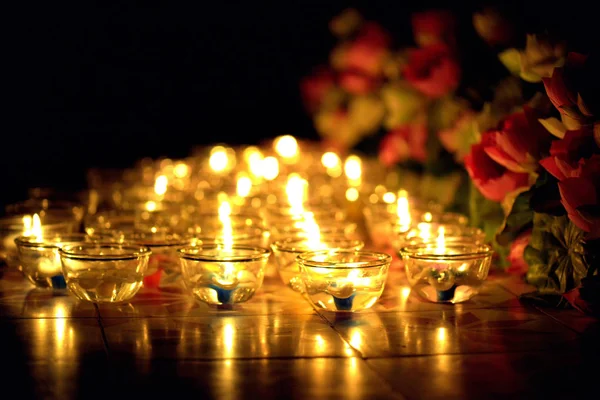 Κερί αναμμένο κουλτούρα της Ταϊλάνδης σε ημέρα Asalha Puja, ημέρα Magha Puja, Visakha Puja ημέρα — Φωτογραφία Αρχείου
