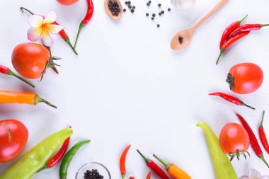 Asya maddeler gıda taze baharatlar sebze (domates, biber, g