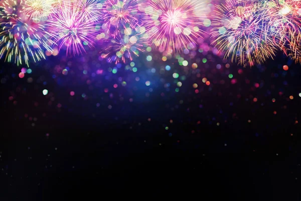 Beautiful fireworks and glitter bokeh lighting effect Colorfull — Stock Photo, Image