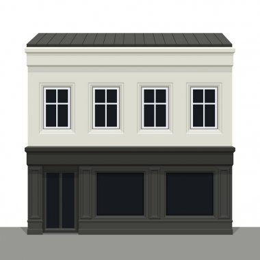 Facade building. Front of house. Vector detailed illustration. Isolated on white background. clipart