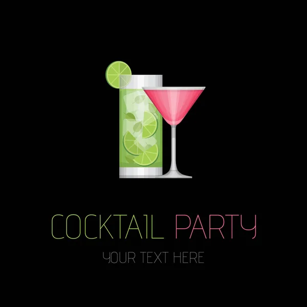 Cocktailparty. Cocktailbar-Logo. flacher Designstil, Vektorillustration. — Stockvektor