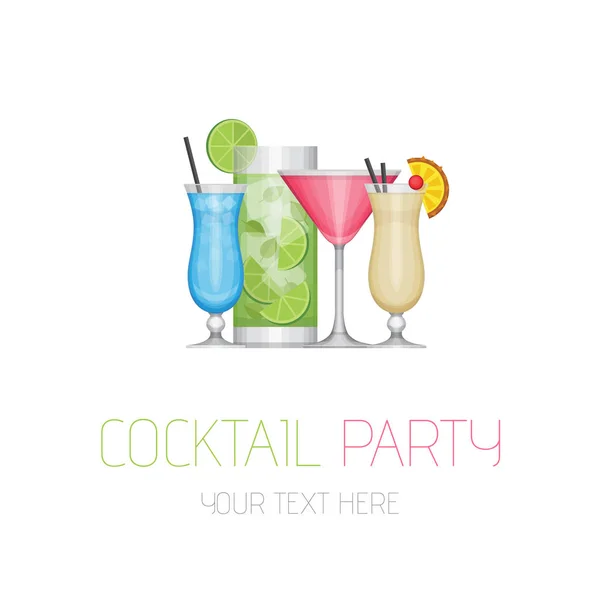 Cocktailparty. Cocktailbar-Logo. flacher Designstil, Vektorillustration. — Stockvektor