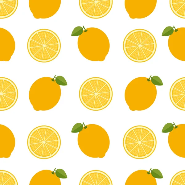Lemon background. Seamless pattern with lemons. Flat style. Vector illustration. — Stock Vector
