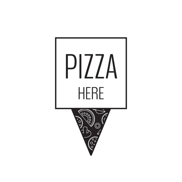 Ubicación del restaurante Pizza. Blanco y negro. Ilustración vectorial . — Vector de stock