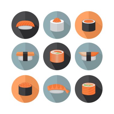 Suşi ve rulo düz stil ikonu.