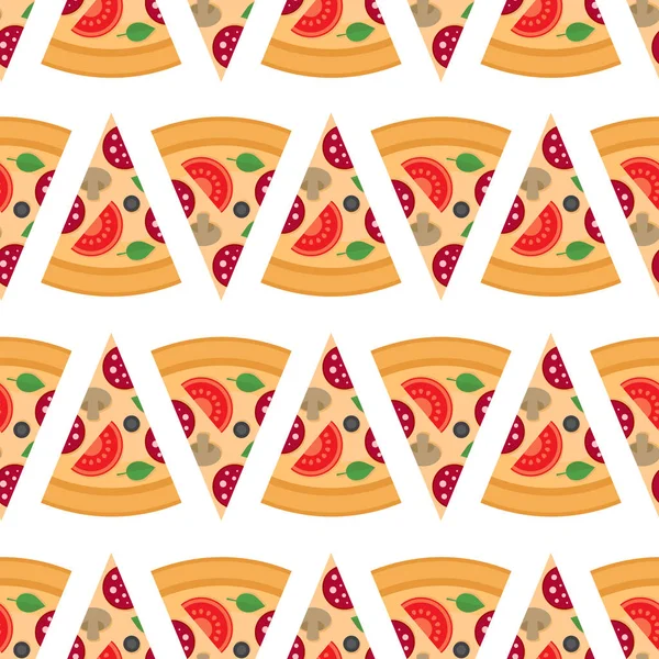 Piezas de pizza vector patrón sin costura . — Archivo Imágenes Vectoriales