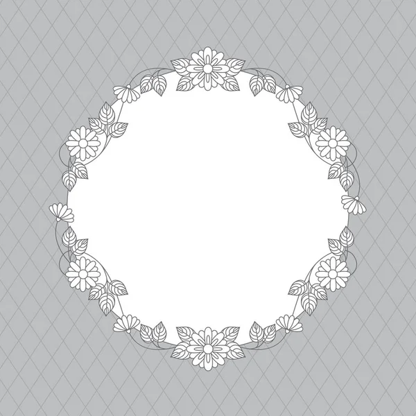 結婚式の招待の鎮静のベクトル フローラル リース。黒と白のイラスト。輪郭線の描画. — ストックベクタ