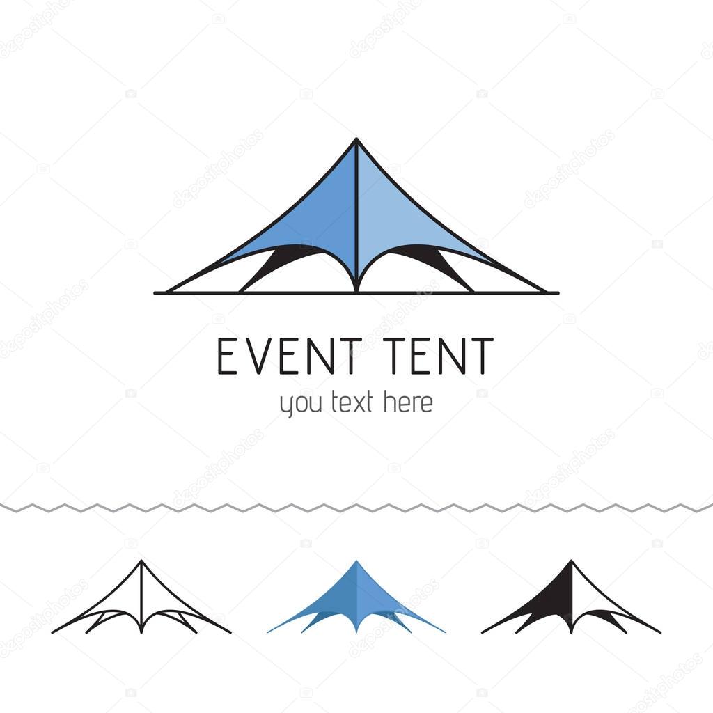 Logotype for rent tents agency. Event tent. Folding tent, weddin