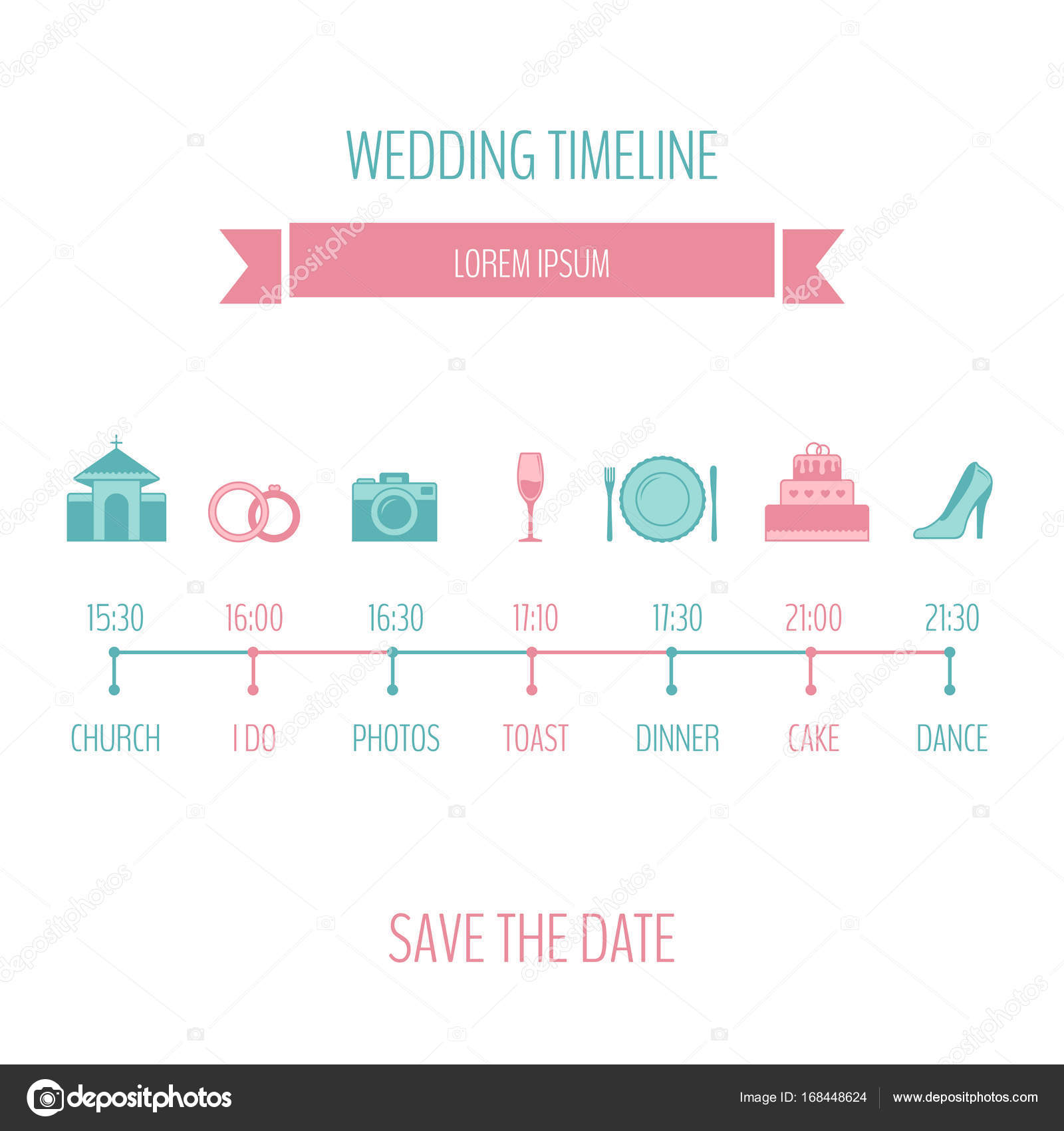 Cronología de la boda. Ilustración vectorial . Vector de stock #168448624  de ©olgamallary, image size:1600x1700