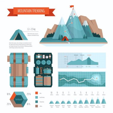 Trekking ve infographics yürüyüş ve dağ