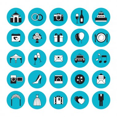 Düz düğün simgeler kümesi