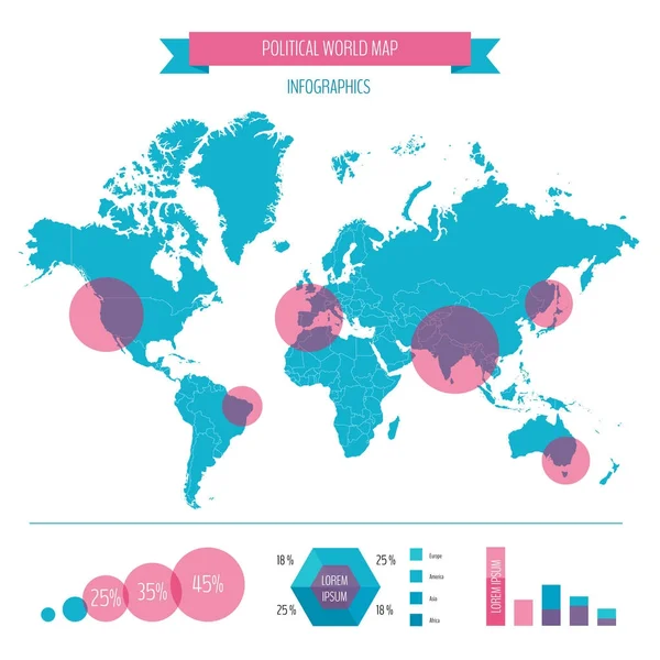 Wereld kaart infographic. Vectorillustratie. — Stockvector