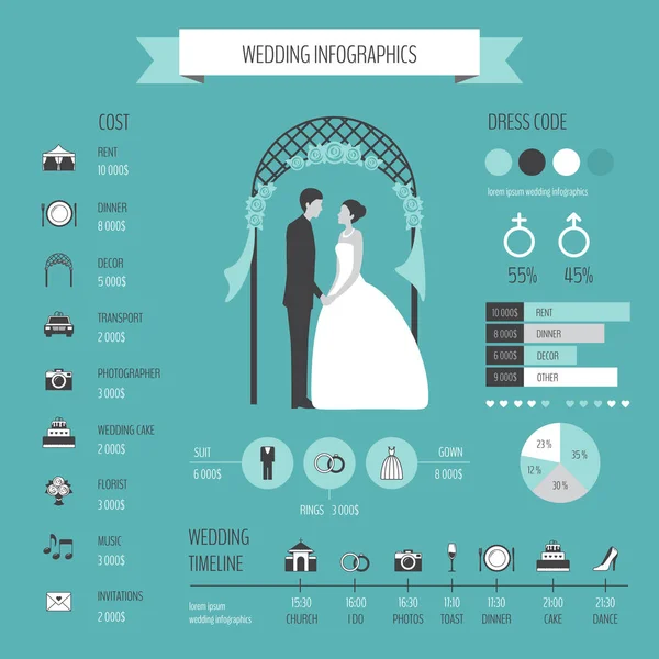 インフォ グラフィックの結婚式。ベクトル図. — ストックベクタ