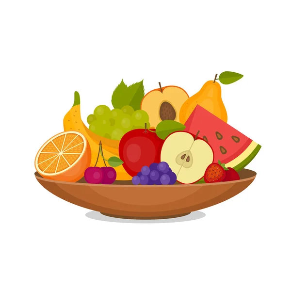 Frutas y bayas. Comida saludable. Estilo plano, ilustración vectorial . — Archivo Imágenes Vectoriales