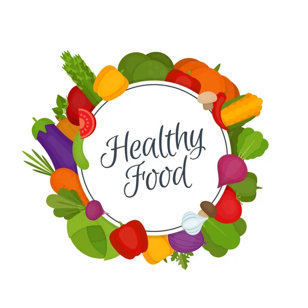 Rám ze zeleniny. Zdravé jídlo. Organické potraviny. Plochý, vektorové ilustrace. — Stockový vektor