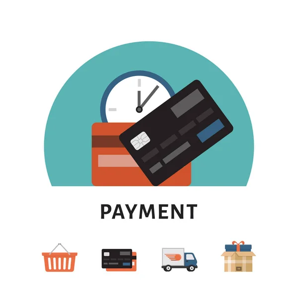 Payment. Online shopping concept. Shopping icons. Flat style, vector illustration. — Stock Vector