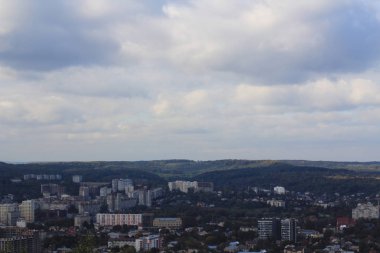 Lviv şehir, Ukrayna modern kesiminde havadan görünümü.