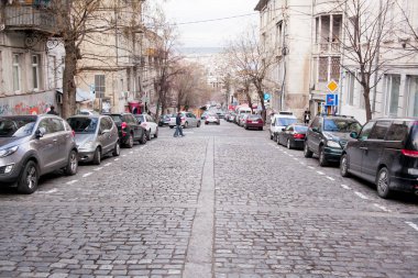 Tiflis, Gürcistan - 19 Şubat 2016: Güzel turist sokak