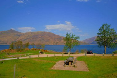 Iskoç Highlands Batı Kinlochleven ve sadece kapalı A82 güney batısında Fort William piknik alanı Loch Eil Scotland UK 