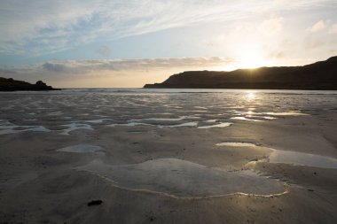 Sunset Calgary Bay Isle of Mull İskoçya İngiltere adaların güzel plajları 