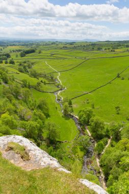 Malham Cove view from the top Yorkshire Dales National Park UK clipart