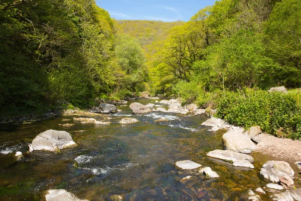 Lyn ποταμός κοντά Lynmouth Ντέβον σχετικά με τα πόδια από Watersmeet — Φωτογραφία Αρχείου