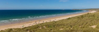 St Ives Bay beach Cornwall İngiltere'de yaz panoramik
